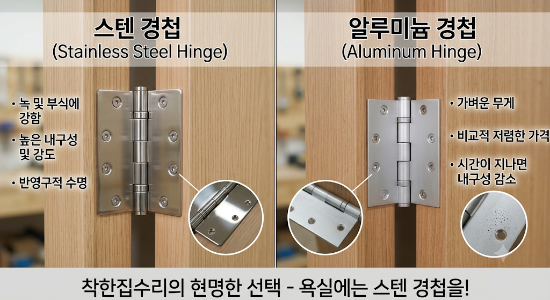 노원구 공릉동 욕실문 경첩교체/녹슨 화장실문 경첩은 스텐경첩으로 해결!