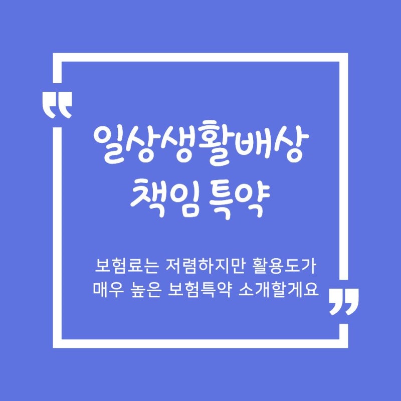 [나만 몰랐나?] 일상생활배상 책임 특약(일배책)
