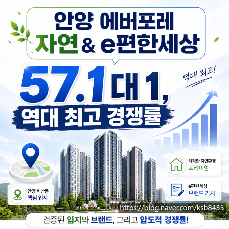 안양 에버포레 자연& e편한세상 57.1대 1, 역대 최고 경쟁률 이유, 계약 체크포인트