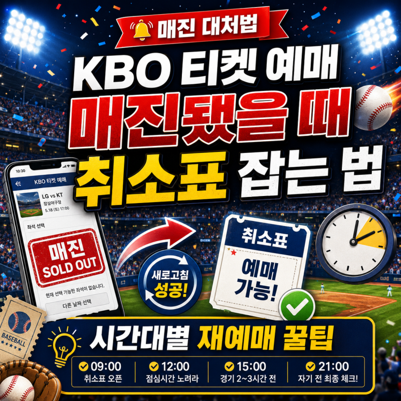 KBO 티켓 예매 매진됐을 때 취소표 잡는 법｜시간대별 재예매 꿀팁