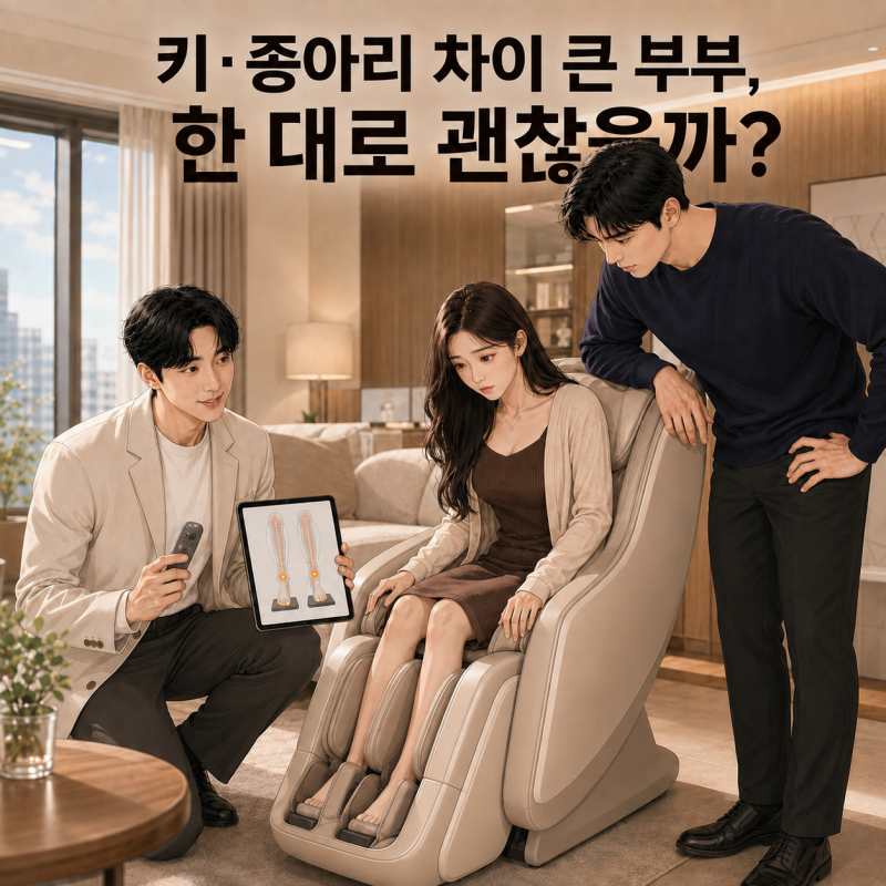 코웨이 비렉스 마인플러스 후기: 키와 종아리 둘레 달라도 공기압 다리 마사지 같이 쓰기 괜....