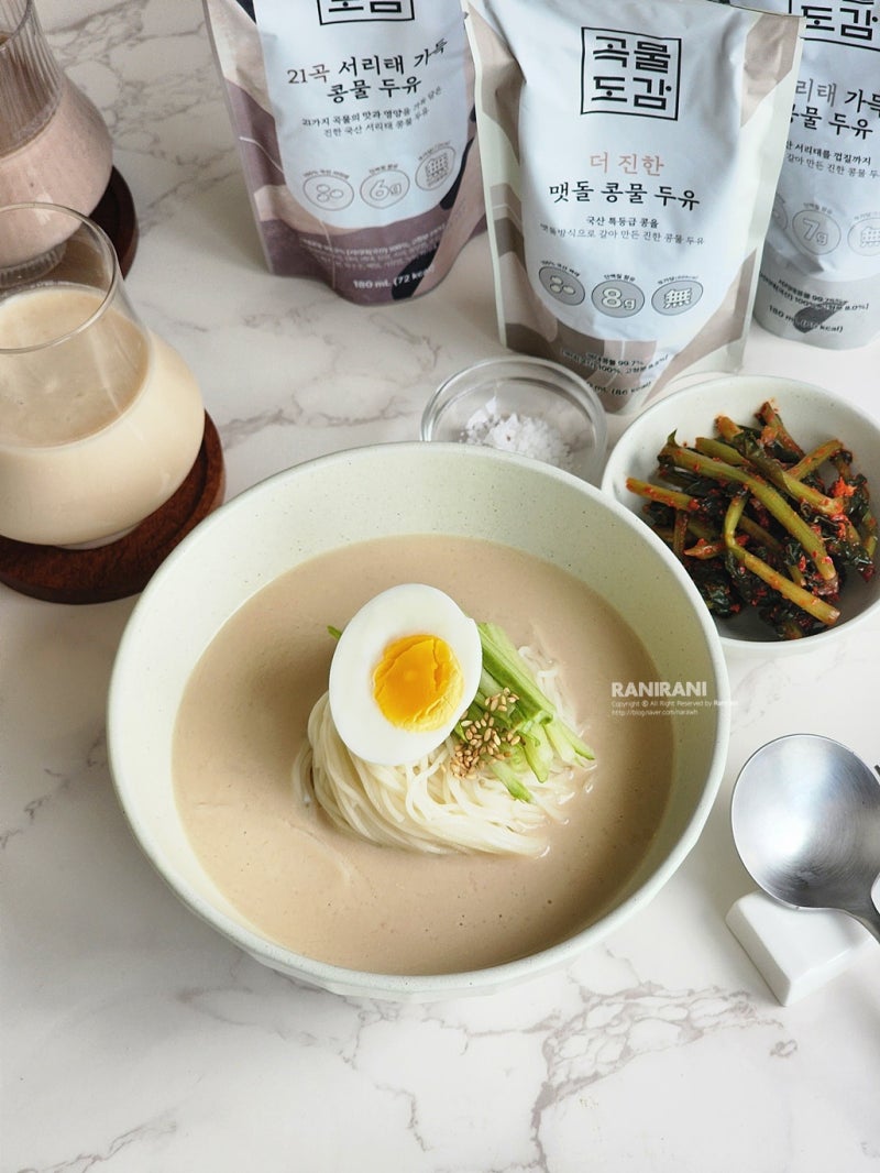 콩국수 만들기 곡물도감 무가당두유로 콩국수콩물 국수