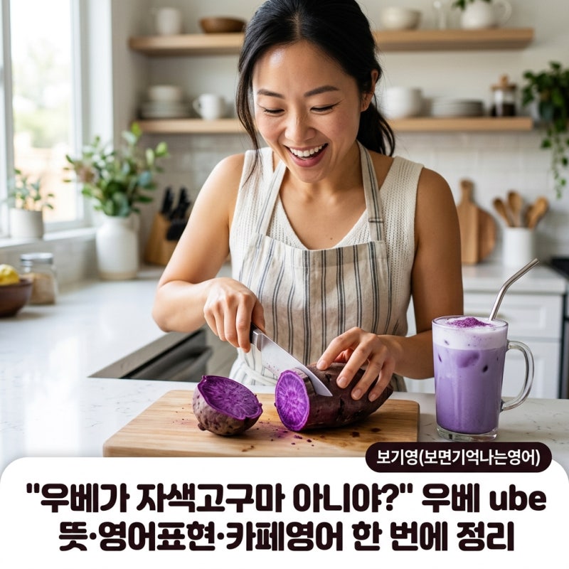 우베 뜻? 영어로 'ube' 완벽 정리 — 카페 보라색 디저트로 배우는 수능 영단어