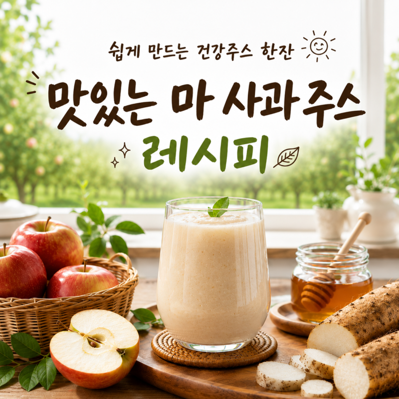 마즙, 마 사과 주스 레시피 , 사과와 꿀 넣어 맛있게 만드는 건강주스