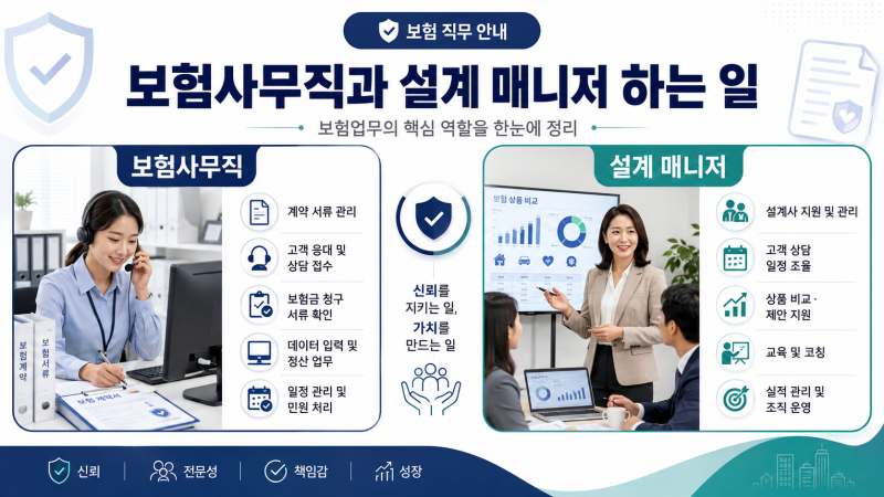 [직무비교] 속시원한 보험설계매니저 총무사무원 2가지 핵심 차이 (추천)
