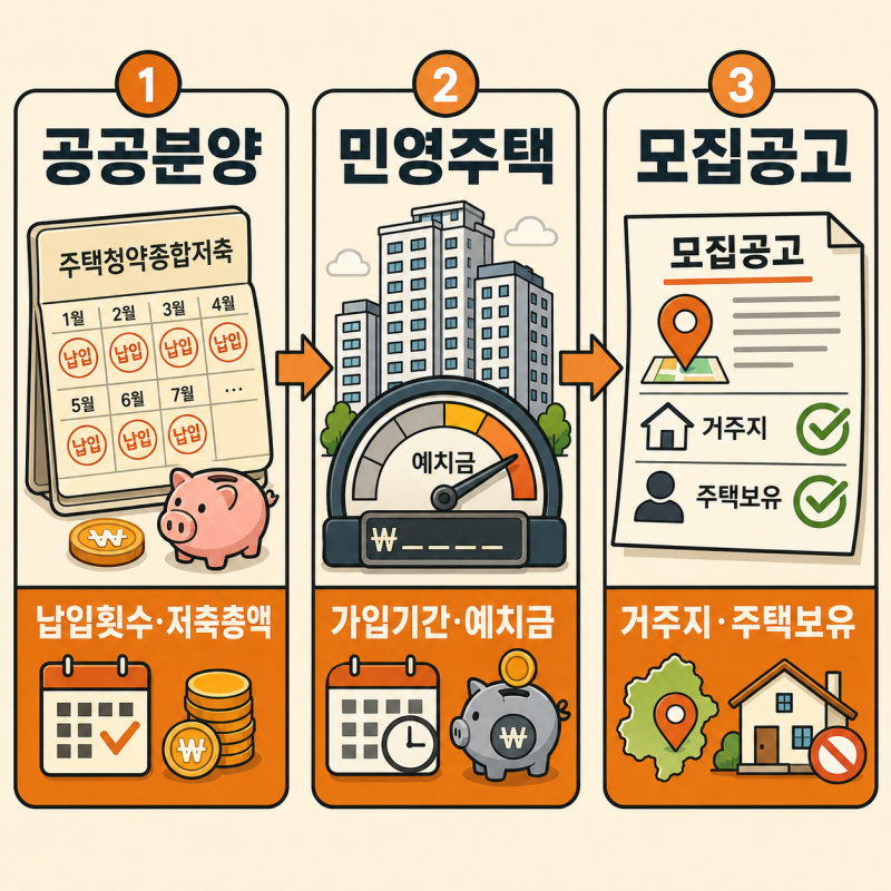 주택청약 1순위 조건, 공공·민영 어디서 갈리나