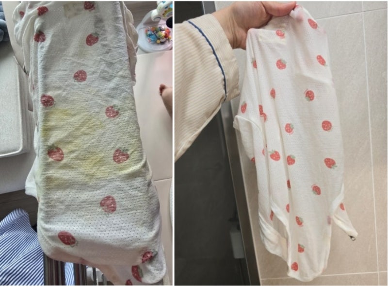 아기 똥 묻은 옷 빠는 법, 얼룩 없이 지우는 꿀팁 (찬물, 풋샴푸, 과탄산소다)