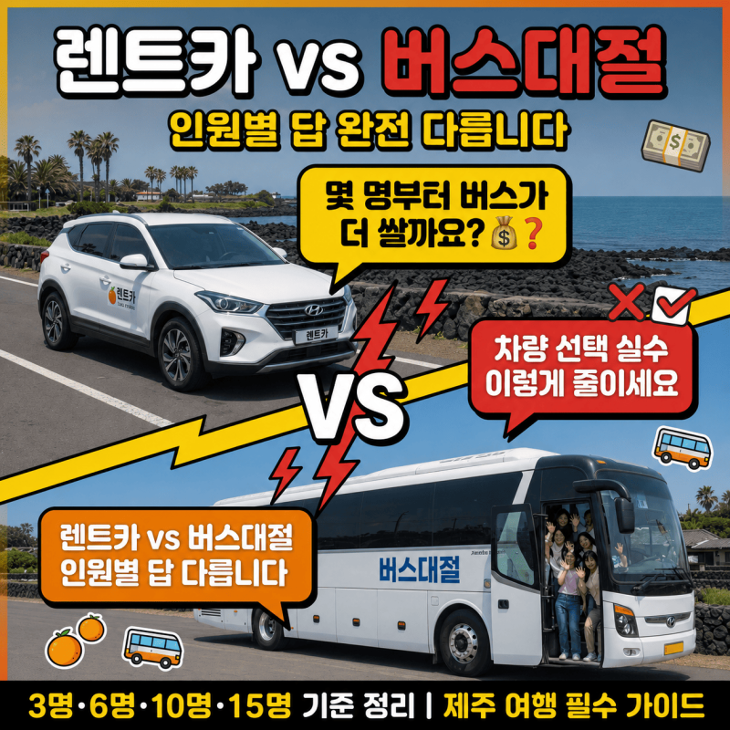 제주 렌트카 vs 버스대절 vs 승합차 | 인원·상황별 선택 가이드
