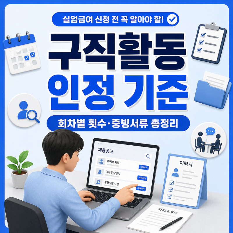 구직활동 인정 기준, 실업급여 회차별 구직활동 횟수와 증빙서류 정리