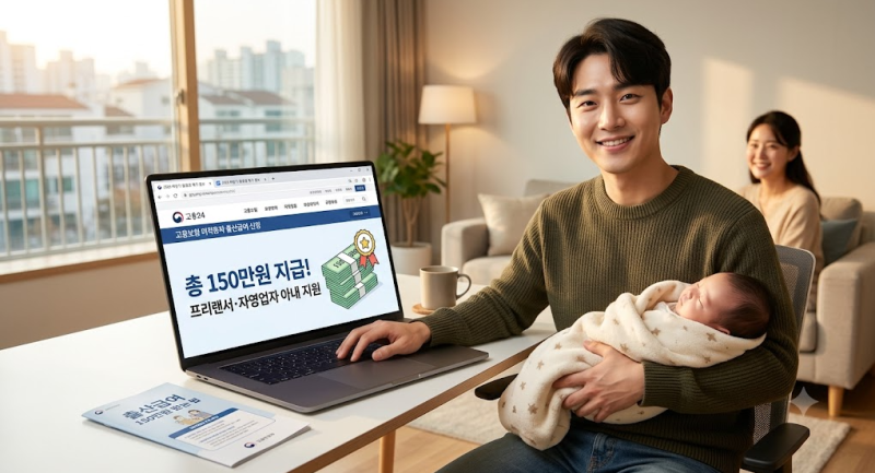 [정부지원금] 프리랜서·자영업자 아내를 둔 남편 필독, ‘고용보험 미적용자 출산급여’ 150....