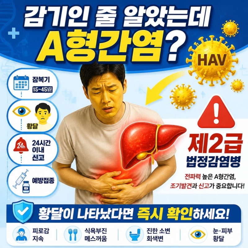 A형간염(Hepatitis A) 총정리 — 증상·잠복기·황달·전파·신고기준(24시간)까지