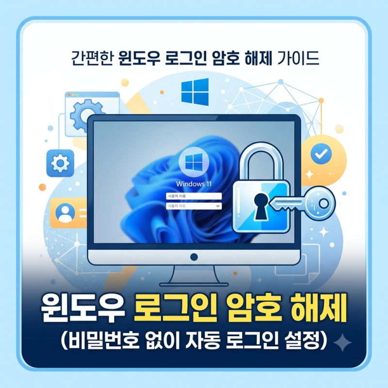 윈도우 로그인 암호 없애기: netplwiz로 자동 로그인 설정하는 방법