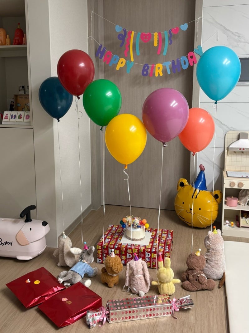 아기 두돌 생일 파티 준비 (헬륨풍선, 뽀로로케이크, 장난감 추천)