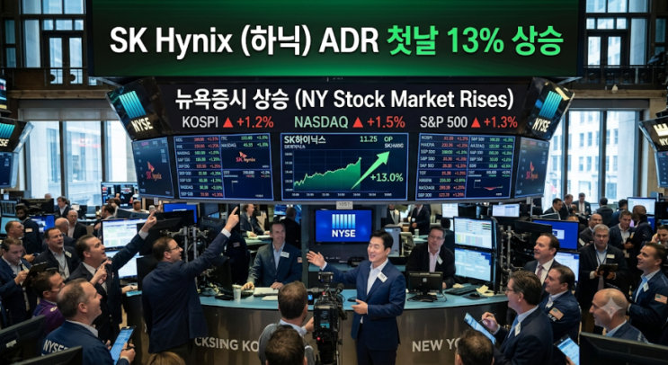‘하닉’ ADR 첫날 13%…<b>뉴욕증시 상승</b>