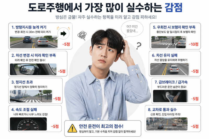 부산남부운전면허시험장 도로주행 감점 실격 피하는 방법 실수 총정리(2026년 기준)