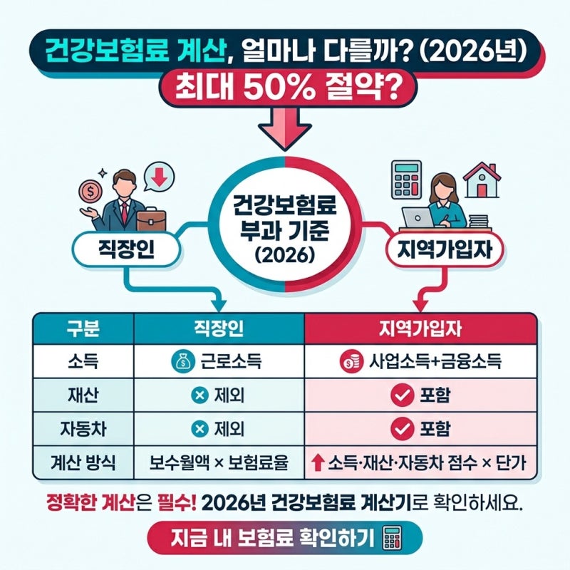 지역가입자 vs 직장가입자 건강보험료계산기, 직접 두드려보고 알게 된 부과 체계의 차이점