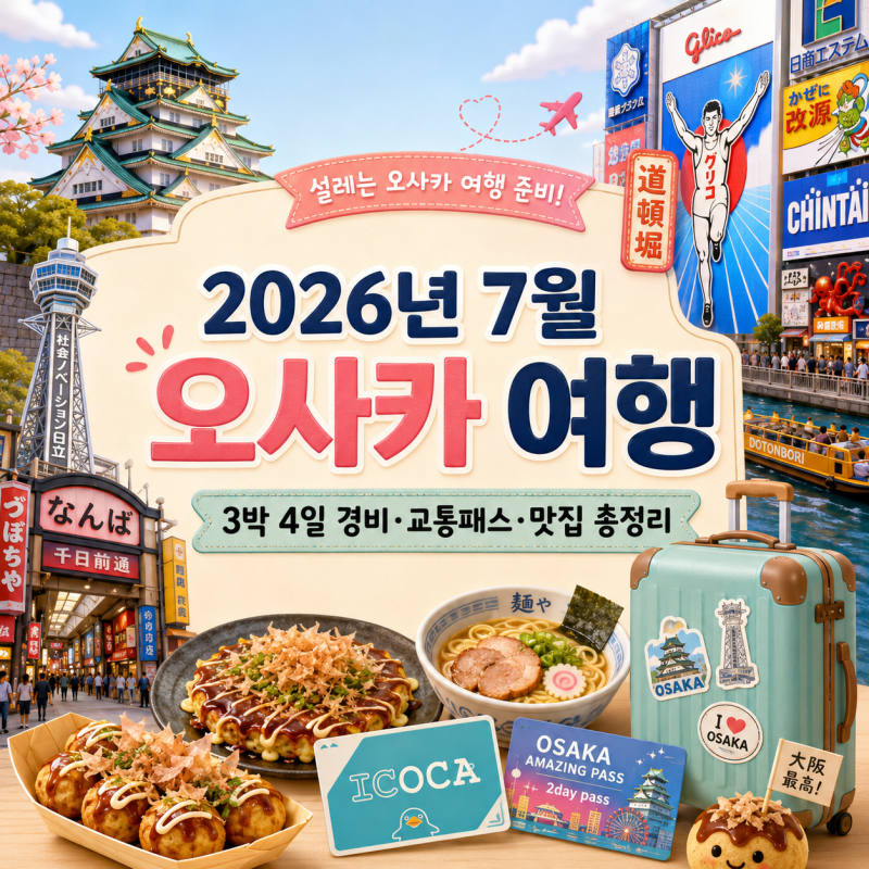 2026년 7월 오사카 여행｜3박 4일 경비·교통패스·맛집 총정리