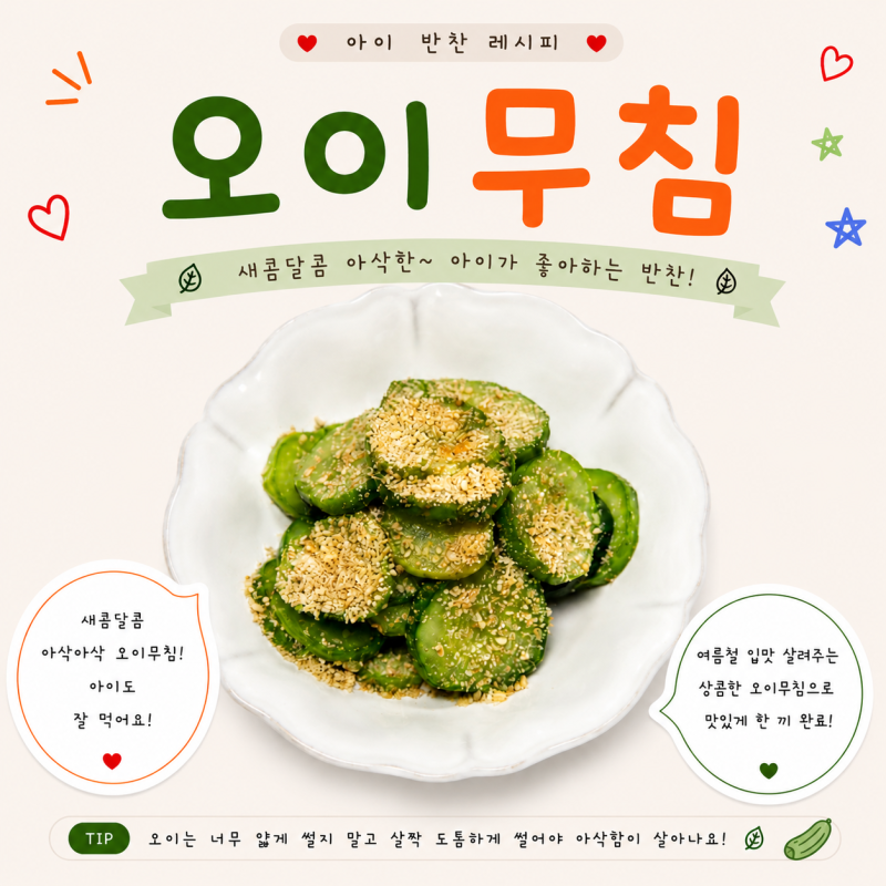 아이반찬 오이무침 만들기 불 없이 10분 완성 유아식 오이반찬 레시피