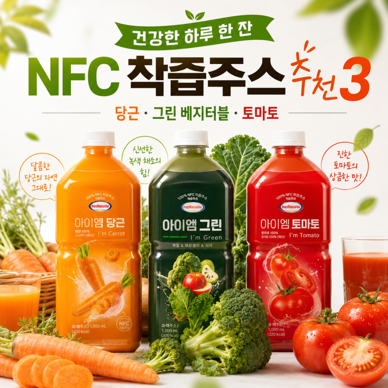 건강하게 챙기는 100% NFC 착즙주스 추천 3가지｜보넬드 아이엠 당근·그린 베지터블·토마토 ....