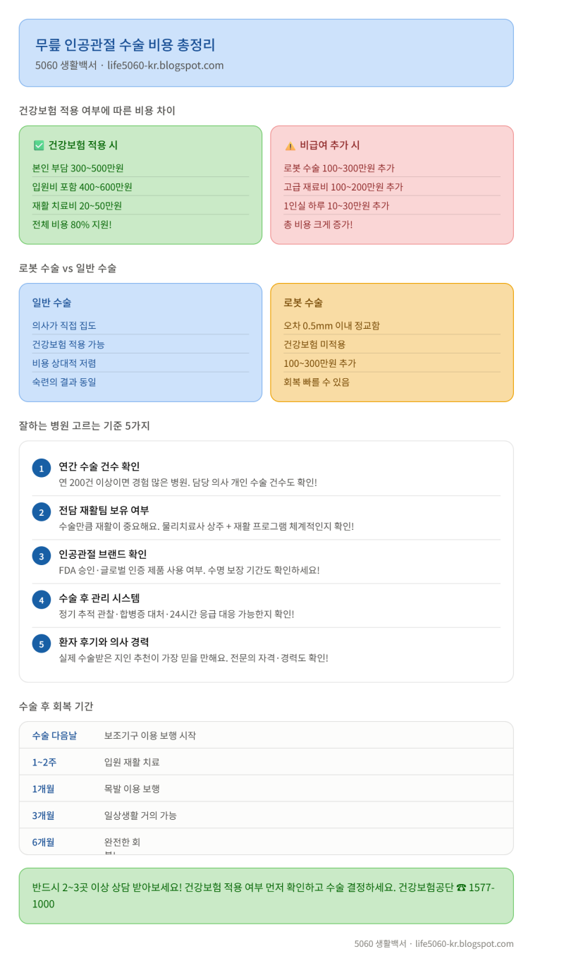 무릎 인공관절 수술 비용 얼마나 들까요? 잘하는 병원 고르는 기준까지 정리해봤어요