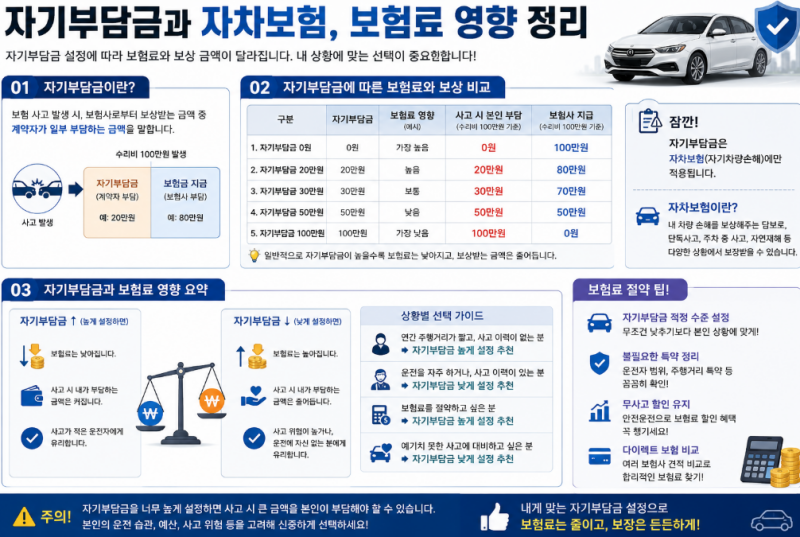 자기부담금과 자차보험, 보험료 영향 정리