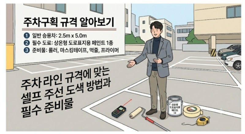 주차라인 규격에 맞는 셀프 주선 도색 방법과 필수 준비물