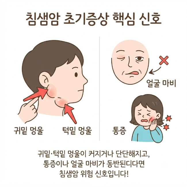 침샘암 초기증상 총정리｜귀밑·턱밑 멍울과 얼굴 변화가 보내는 위험 신호
