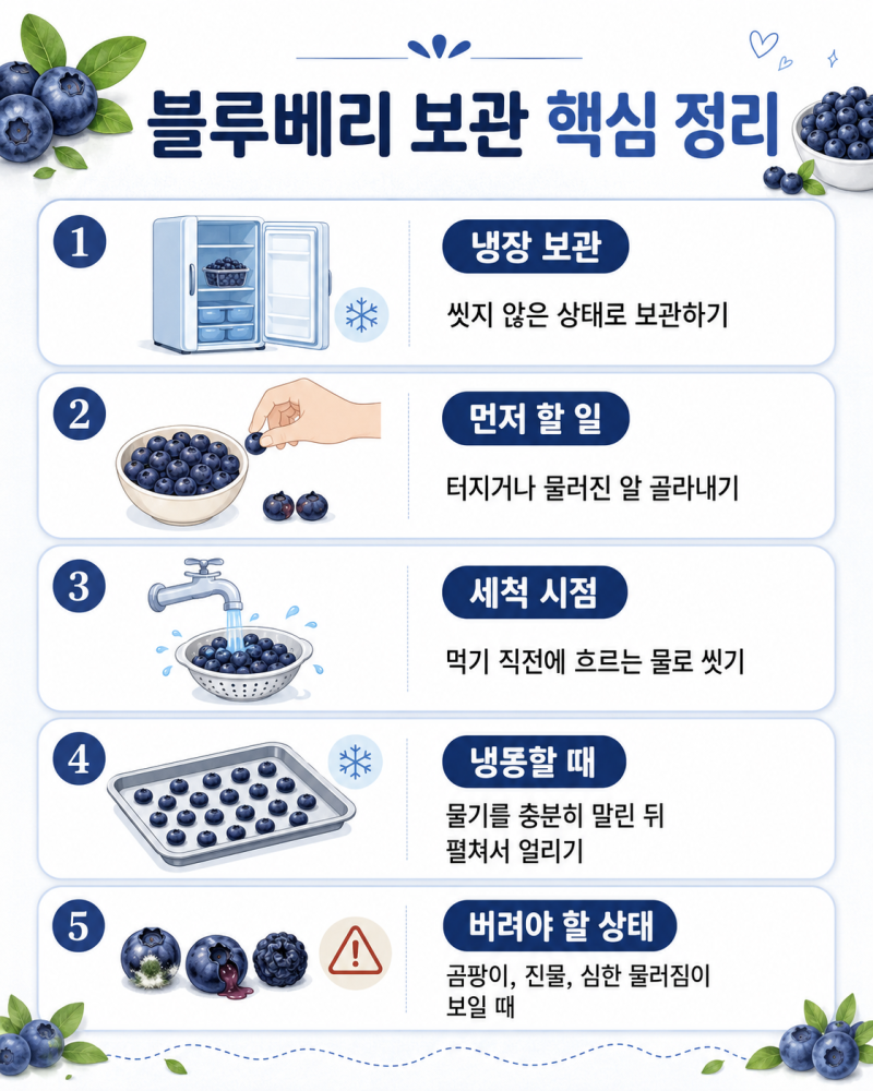 블루베리 씻어서 냉장해도 될까요? 하얀 가루와 냉동 보관법 정리