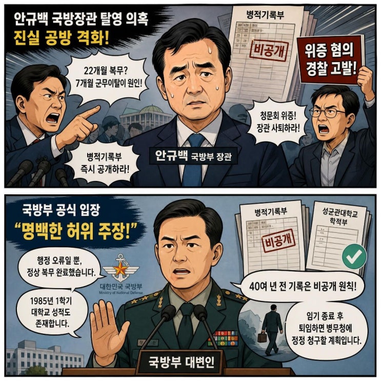 <b>안규백</b> 국방부장관 청원탄핵이유 "탈영 의혹"(+군무이탈, 병적기록....