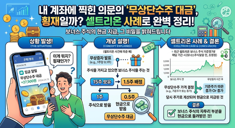 내 계좌에 찍힌 의문의 '무상단수주 대금', 횡재일까? 셀트리온 사례로 완벽 정리