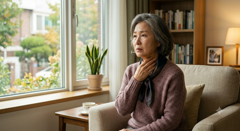 갱년기 증상인 줄 알았는데 갑상선암 초기 증상 신호일까? 피로감과 목 이물감 체크리스트