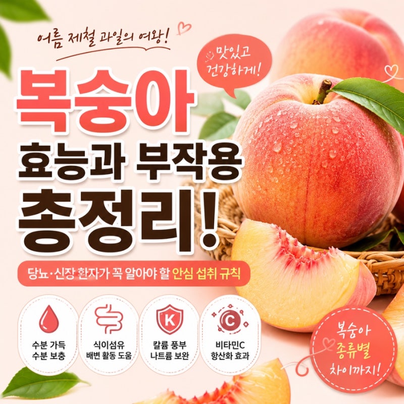 복숭아 효능과 부작용 총정리! 당뇨 신장 환자가 꼭 알아야 할 안심 섭취법