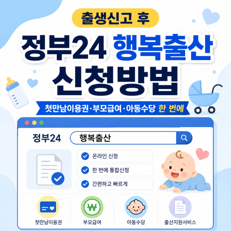 출생신고 후 정부24 행복출산 원스톱서비스 신청방법 | 첫만남이용권 · 부모급여 · 아동수당