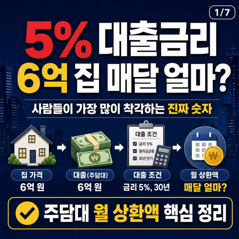 “5% 대출금리, 6억 집 매달 얼마?”사람들이 가장 많이 착각하는 진짜 숫자