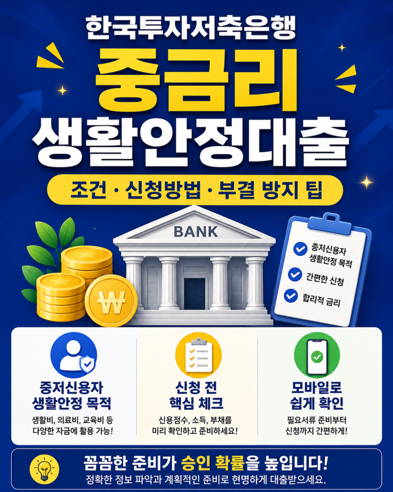 한국투자저축은행 중금리 생활안정대출 조건·신청방법·부결 방지 팁