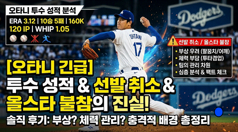 [오타니 쇼헤이] 투수 성적 분석과 선발 취소 및 올스타 불참 배경 솔직후기 총정리