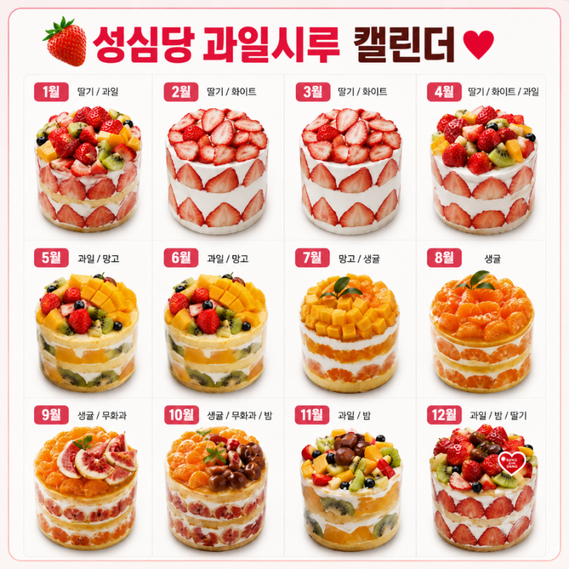 성심당 과일시루 달력 공개! 딸기·망고·생귤·무화과.. 월별 판매 일정 한눈에 총정리