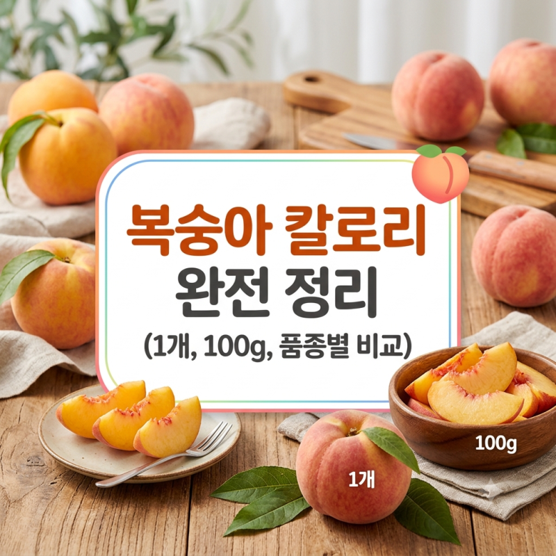 복숭아 칼로리 정리 (1개, 100g, 품종별 비교)