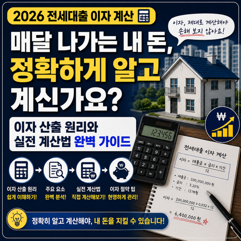 [2026 전세대출 이자 계산] 매달 나가는 내 돈, 정확하게 알고 계신가요? 이자 산출 원리와 실....