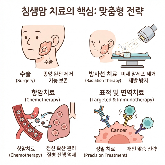 침샘암 치료 방법 총정리｜수술·방사선·항암치료 선택 기준과 치료 전략