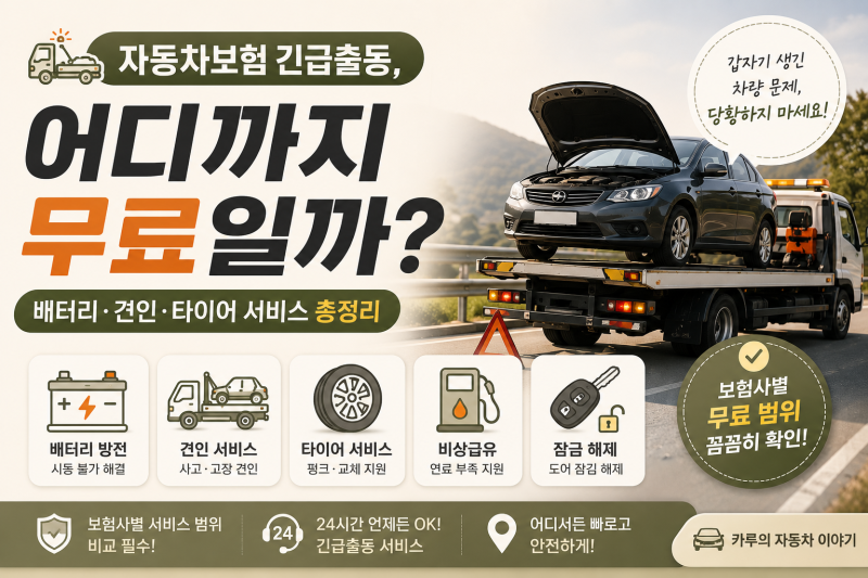 자동차보험 긴급출동, 어디까지 무료일까? 배터리·견인·타이어 서비스 총정리