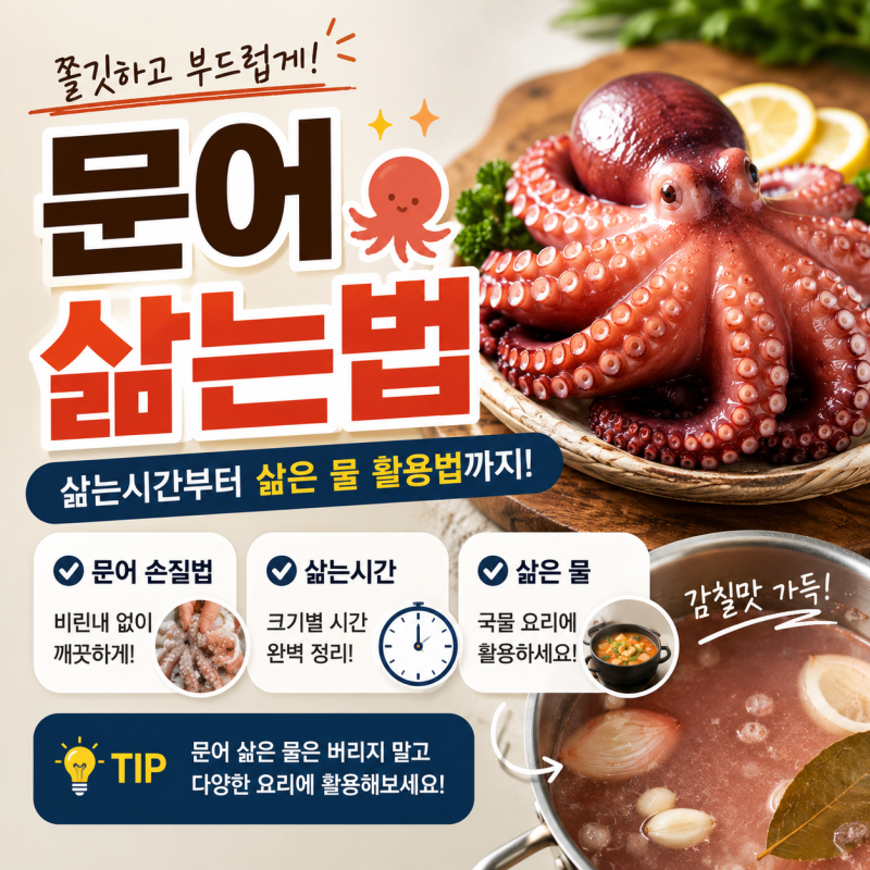 문어 삶는시간 몇 분? 삶은 물 버리지 말아야 하는 이유