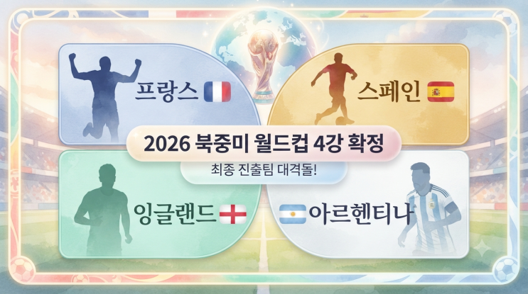 2026 북중미 <b>월드컵 4강</b> 대진표 확정, 준결승 주인공은... 