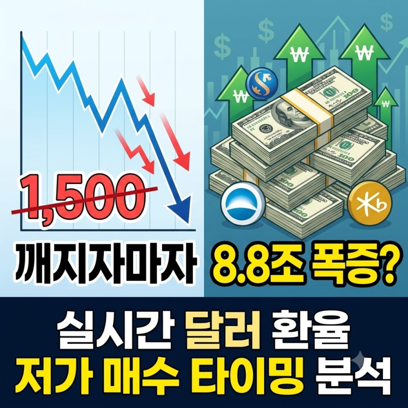 실시간 달러 환율 1500원 깨지자 달러예금 8.8조 폭증한 이유