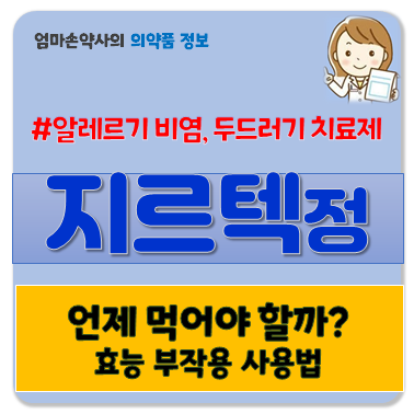 지르텍 지르텍정 알레르기비염 두드러기 가려움 재채기 효능 부작용 복용법 가격