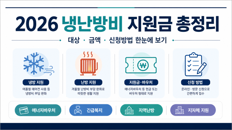 냉난방비 지원금 신청방법 총정리｜2026 에너지바우처 대상·금액·기간 한눈에 보기