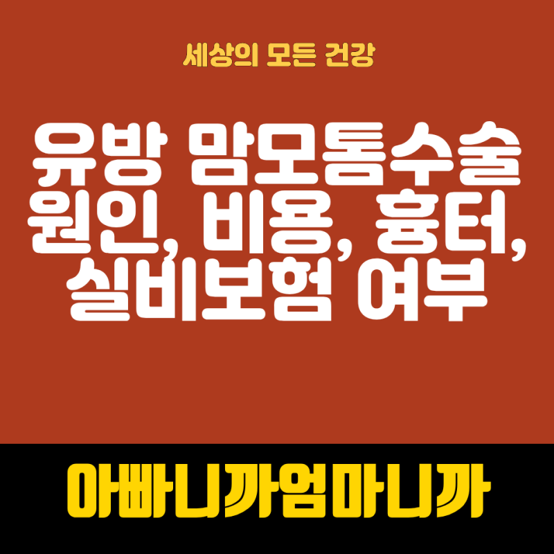 여성 맘모톰수술 원인 비용 흉터 보험실비여부 총정리(유방암, 유방섬유선종, 유방통증)