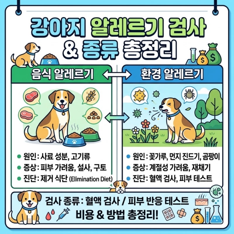 강아지 알레르기 검사 비용과 종류｜음식 알레르기 vs 환경 알레르기 차이 총정리