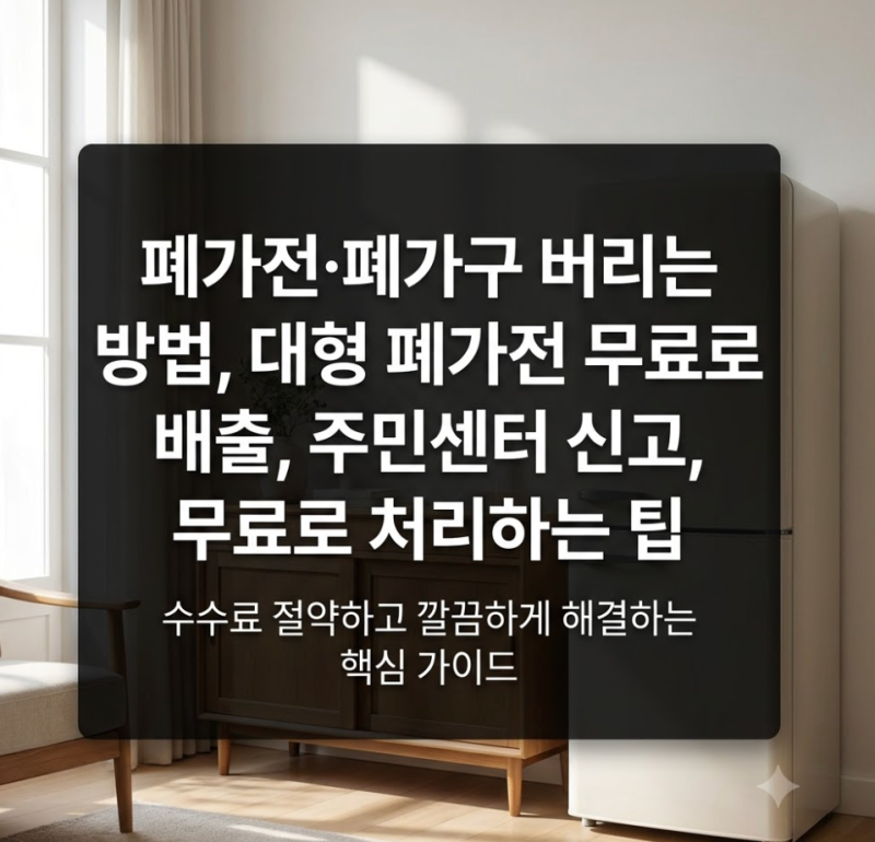 폐가전·폐가구 버리는 방법, 대형 폐가전 무료로 배출, 주민센터 신고, 무료로 처리하는 팁