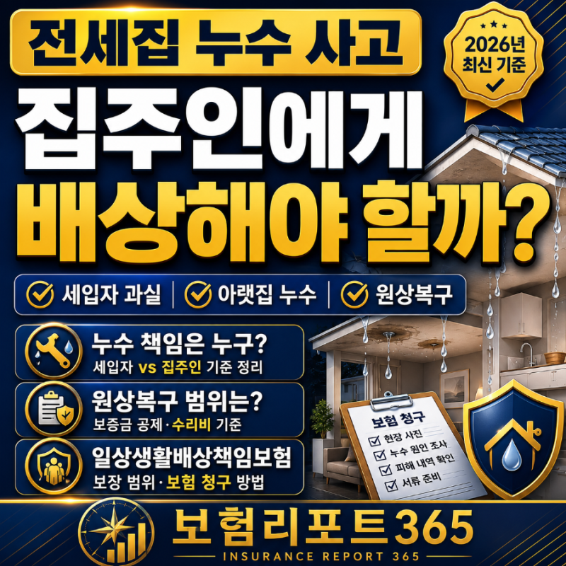 [일상생활배상책임보험] 전세집 누수 사고 집주인에게 배상해야 할까?